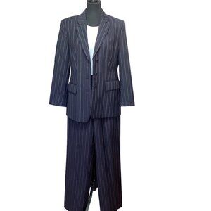 VINTAGE Jobis 2-piece Pinstriped Navy/Pink Pant Suit - Size EU38